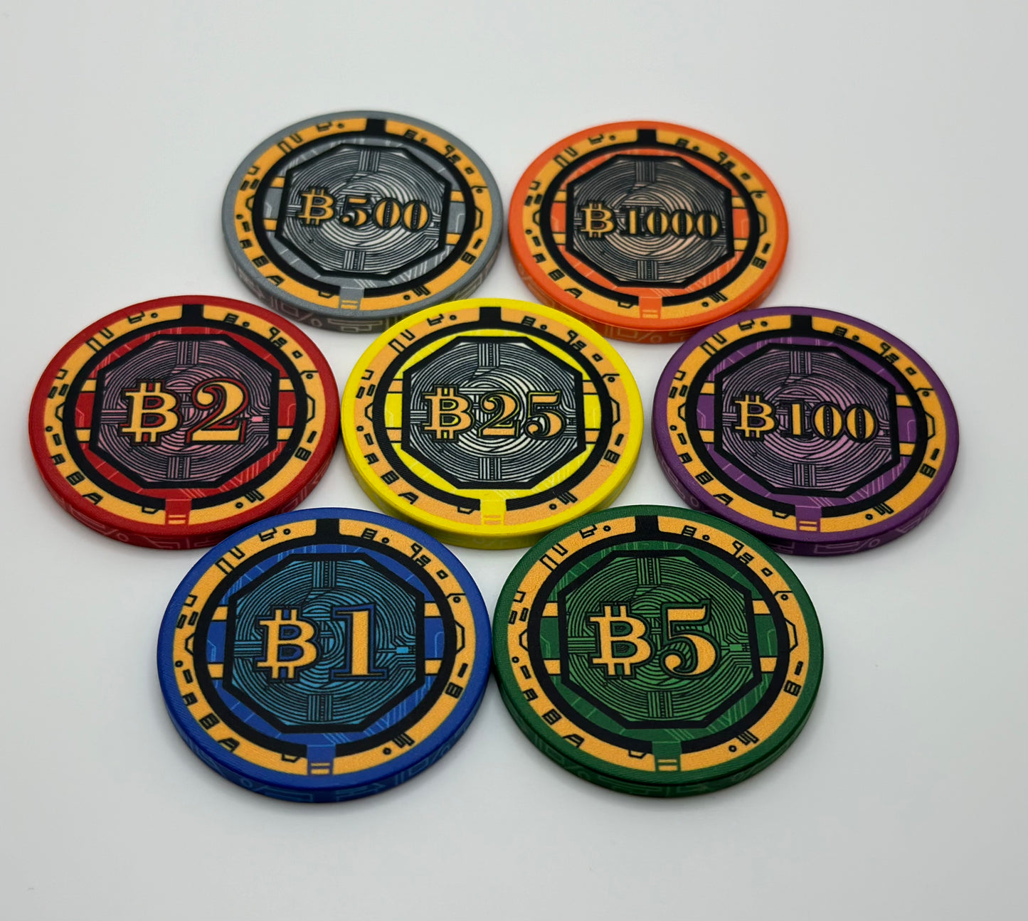 ₿itcoin Series Ceramic Poker Chips - Limited Edition Set - 7 Piece Sample