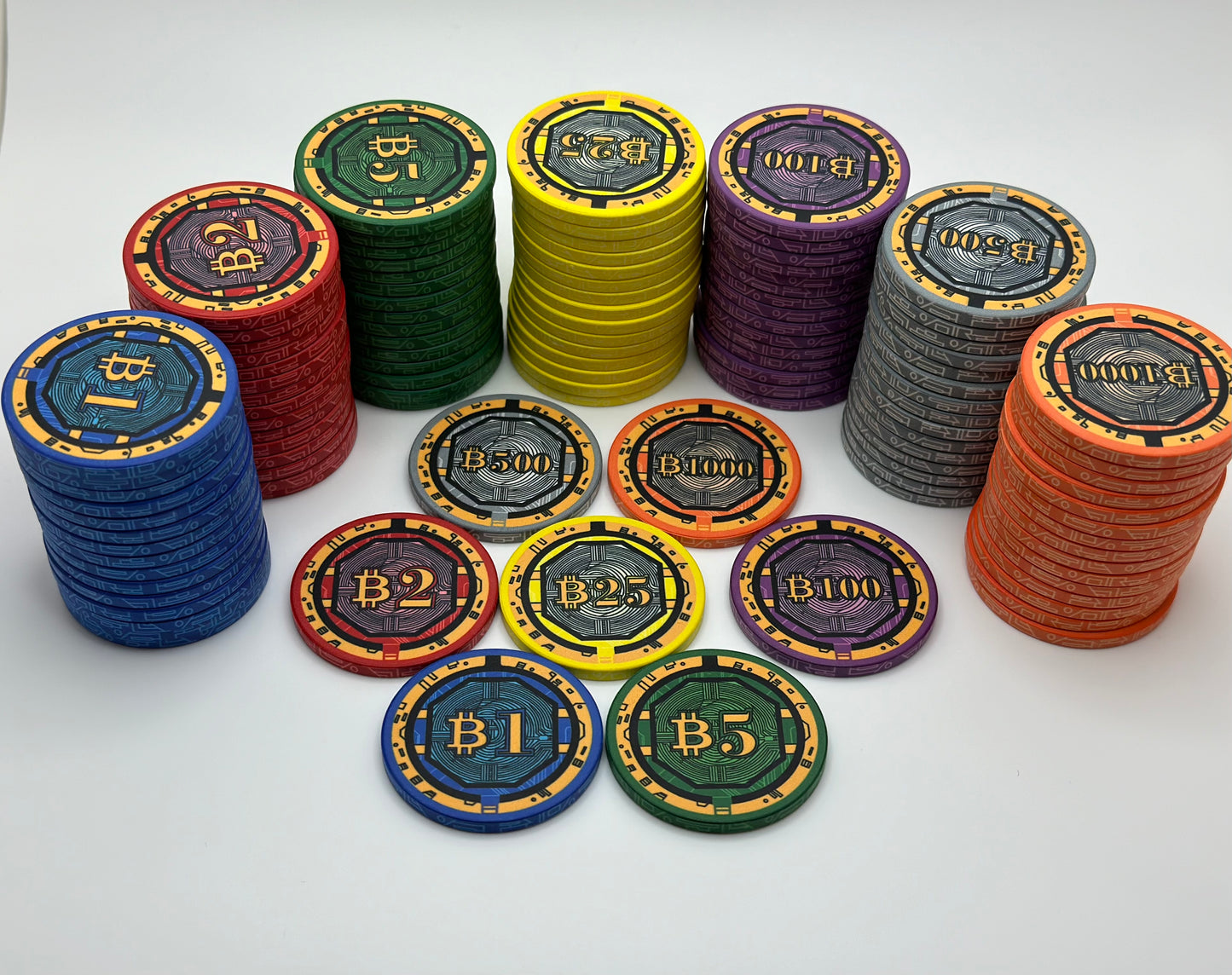 ₿itcoin Series Ceramic Poker Chips - Limited Edition Set - 7 Piece Sample