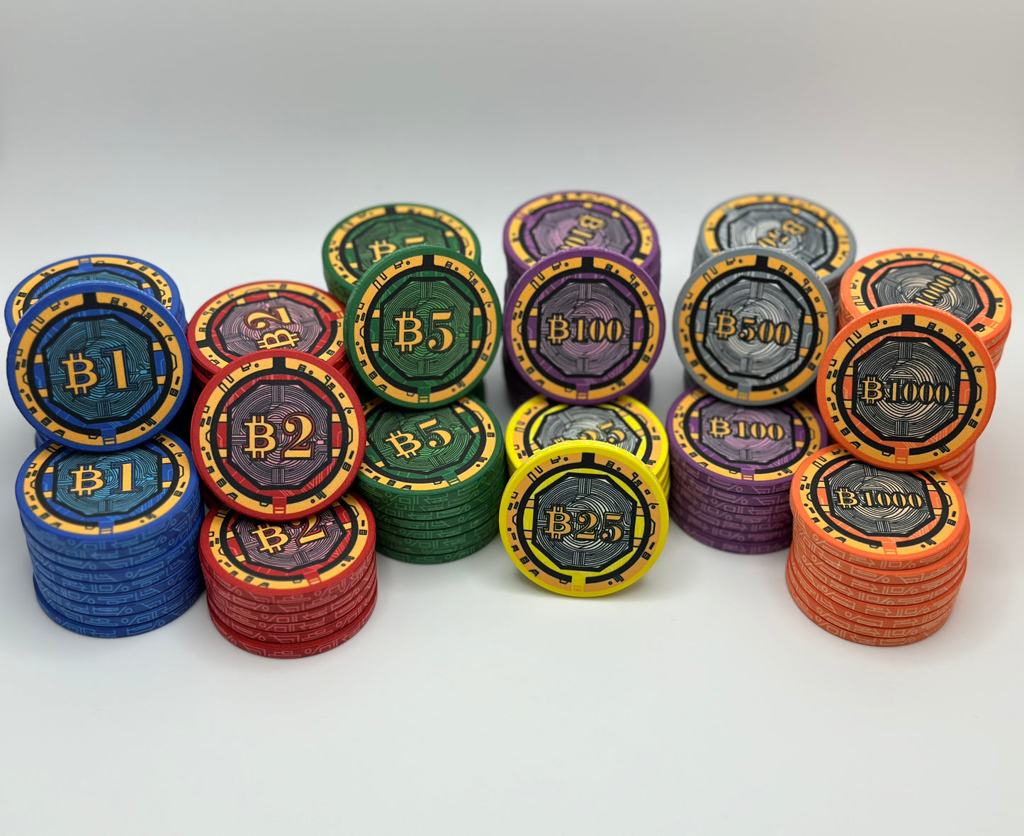 ₿itcoin Series Ceramic Poker Chips - Limited Edition Set - 7 Piece Sample