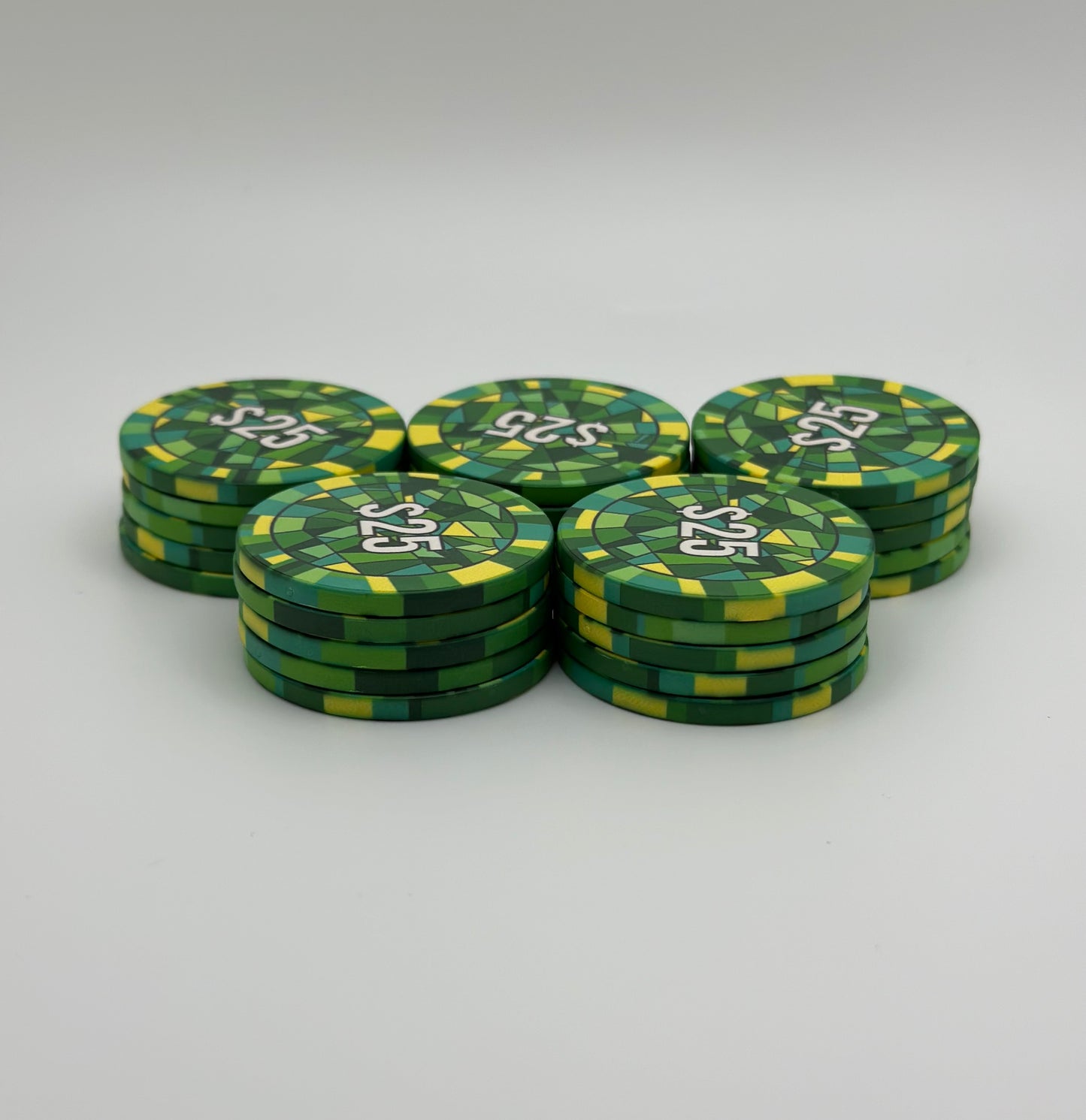 Stained-Glass Rainbow Ceramic Poker Chips - Genesis Founders Set - 8 Piece Sample