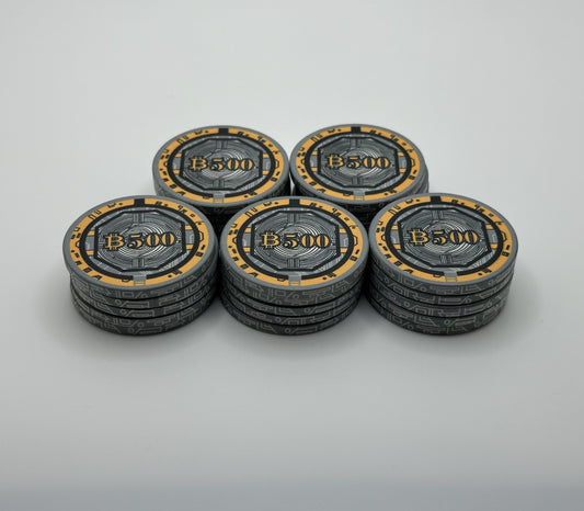 Bitcoin Series Poker Chips -  Grey ₿500 Chip - Sleeve of 25