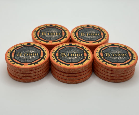 Bitcoin Series Poker Chips -  Orange ₿1000 Chip - Sleeve of 25